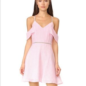 J.O.A. Pink gingham cold shoulder dress size XS